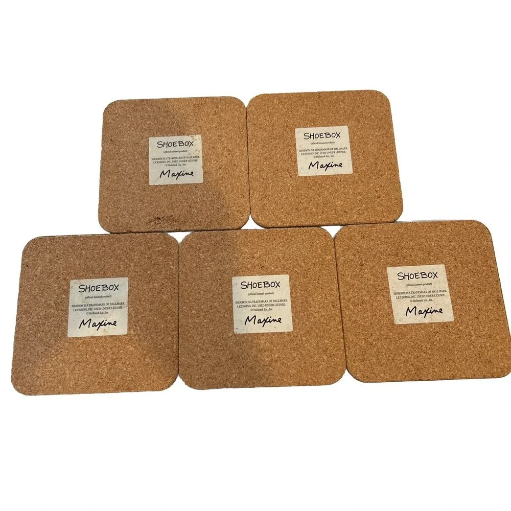 Maxine & Floyd Coasters Set Of‎ 5 Acrylic & Cork Vintage Shoebox Opinion